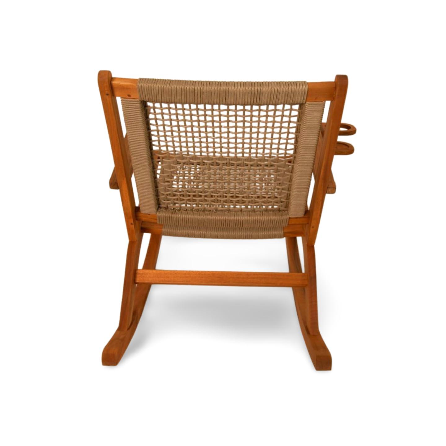 Aspect Living Vega Rocking Chair with Beverage Holder Natural Finish Wooden Chair, Patio, Backyard, Indoor & Outdoor Use - Robust Wood Construction