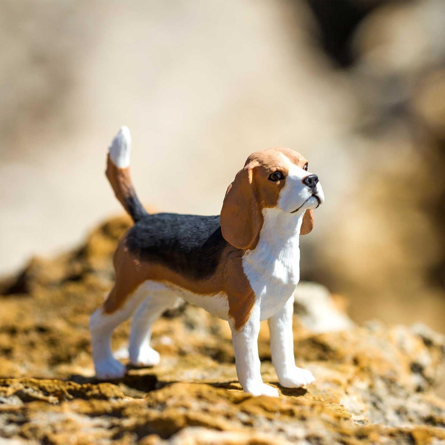 Hand-Painted Beagle Figurine 2.5" Plastic Toy