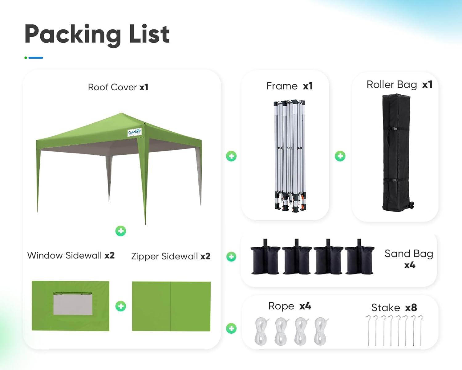 Quictent Privacy 10x10 EZ Pop up Canopy Tent Party Tent Gazebo with Sidewalls -Green