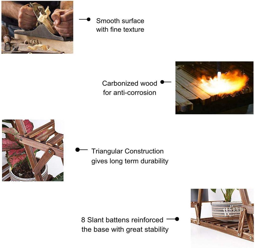 unho Triangular Plant Stand Indoor: 23 inch High Wooden Shelf 6 Potted Flower Mini Succulent Display Rack Holder for Patio Balcony Sunroom Living Room Window Decor