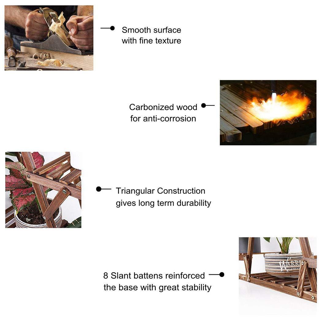 unho Triangular Plant Stand Indoor: 23 inch High Wooden Shelf 6 Potted Flower Mini Succulent Display Rack Holder for Patio Balcony Sunroom Living Room Window Decor