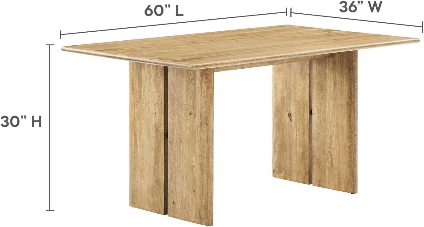 Modway Amistad 60" Rectangular Modern Wood Dining Table in Oak