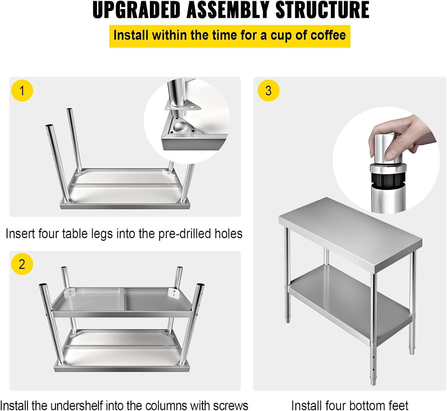 Prep & Savour Demnan Metal Top Workbench