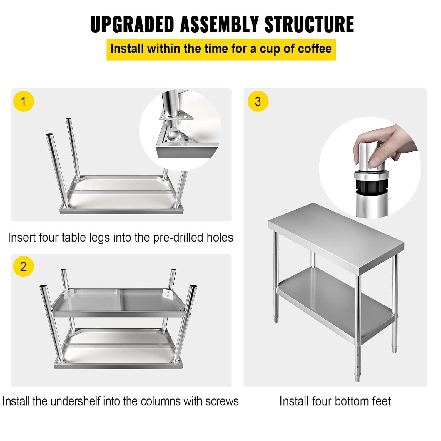 Prep & Savour Demnan Metal Top Workbench