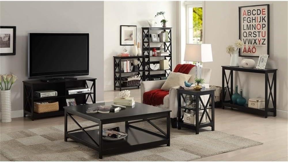 Convenience Concepts Oxford 5-Shelf Bookcase in Glossy Black Wood Finish