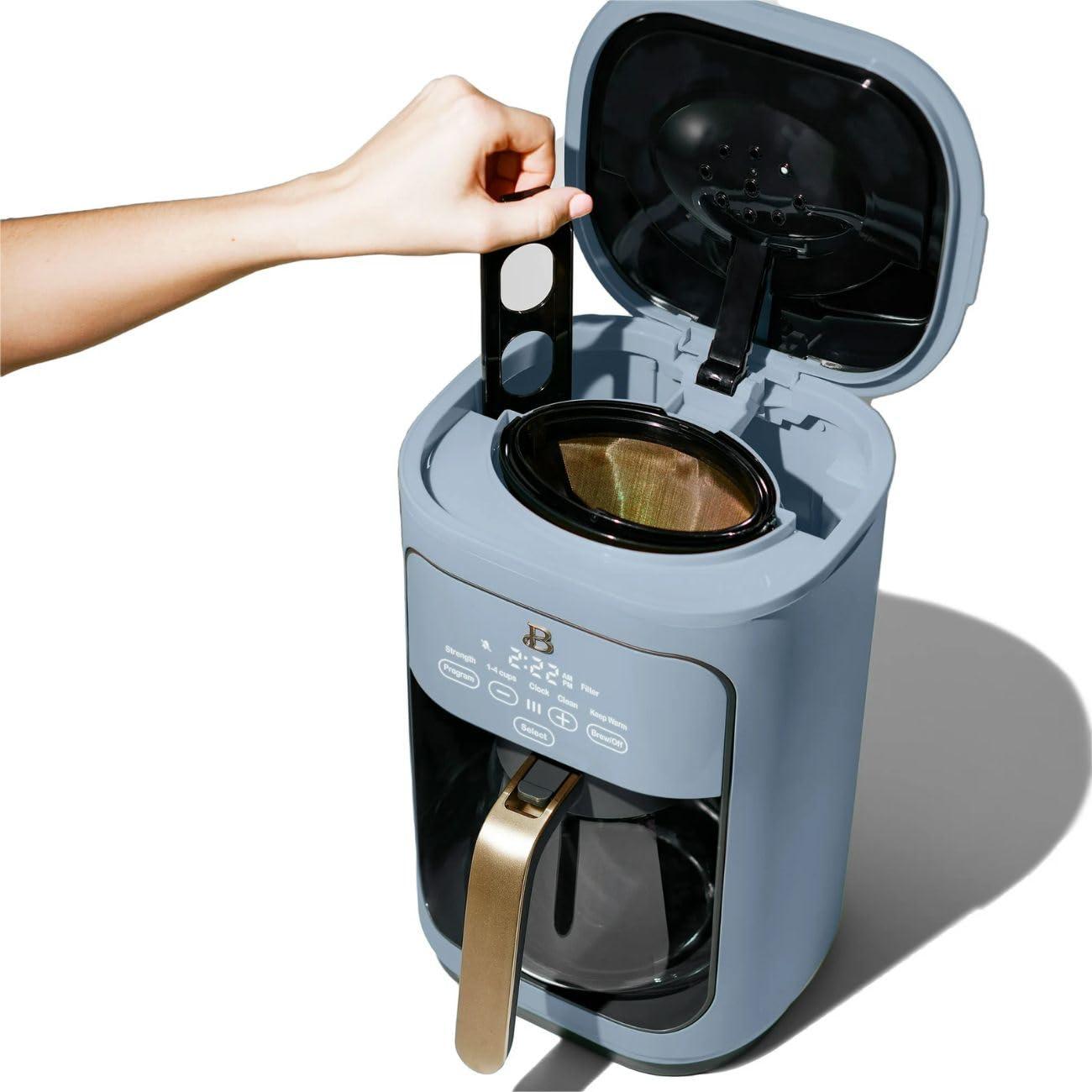 Beautiful 14-Cup Programmable Drip Coffee Maker with Touch-Activated Display, White Icing by Drew Barrymore