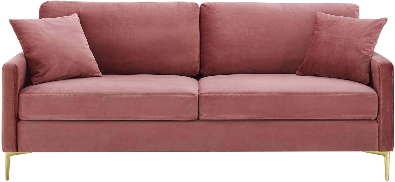 Modway Juliana Performance Velvet Sofa in Dusty Rose Pink & Gold