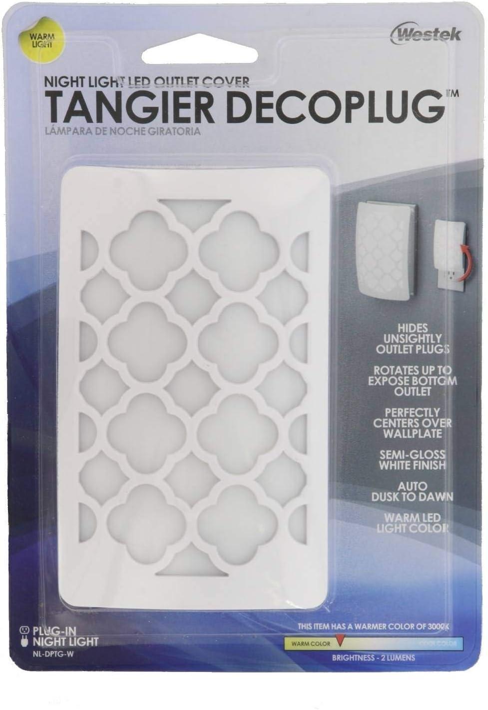 Westek NL-DPTG-W Tangier Decoplug Night Light, White, 1-Pack