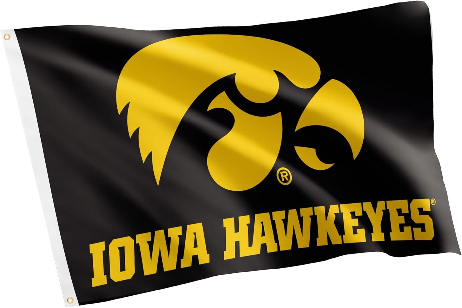 BSI PRODUCTS, INC. - Iowa Hawkeyes 3’x5’ Flag with Heavy-Duty Brass Grommets - UI Football, Basketball & Baseball Pride - High Durability - Designed for Indoor or Outdoor Use - Great Gift Idea