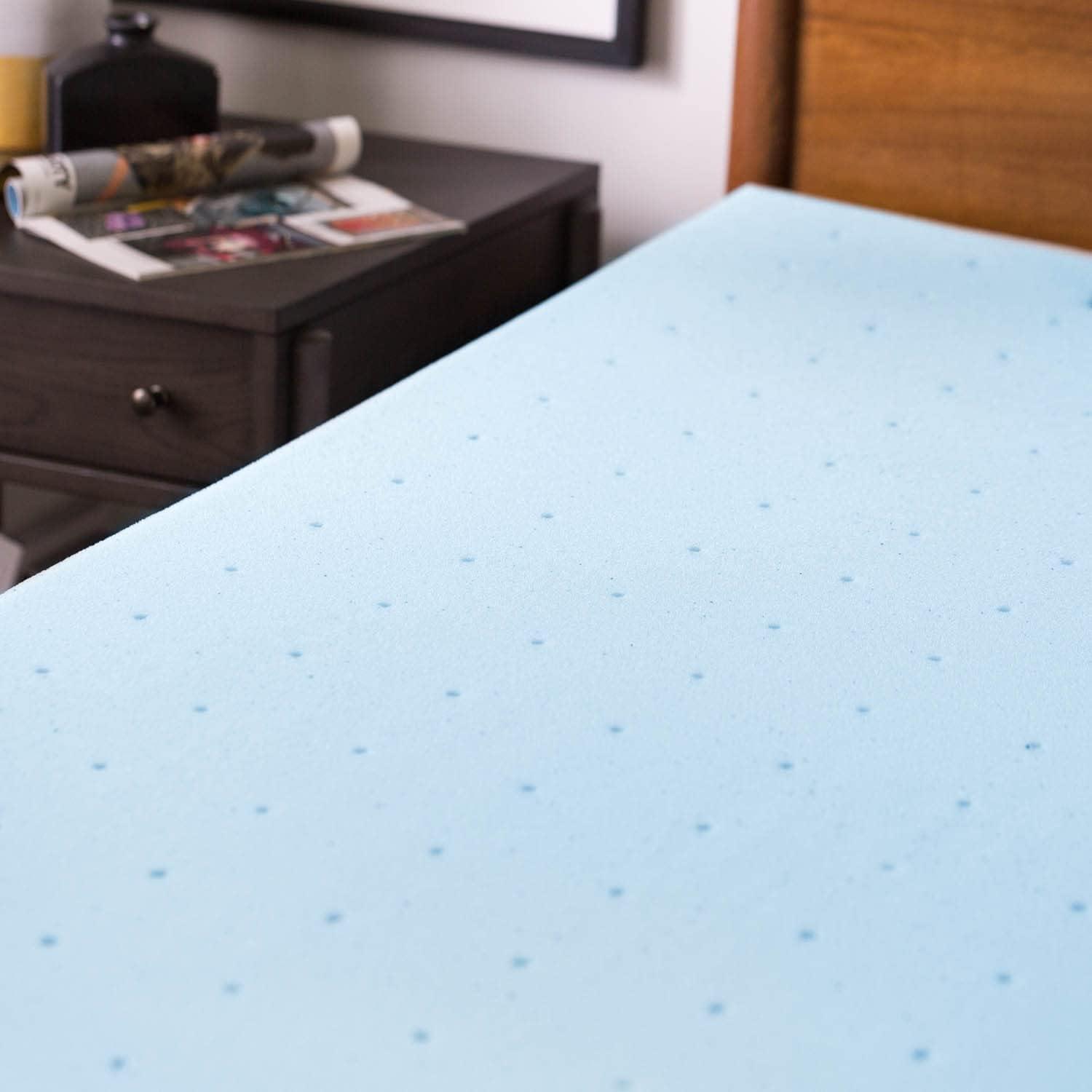 Full Size Blue Gel Memory Foam Mattress Topper