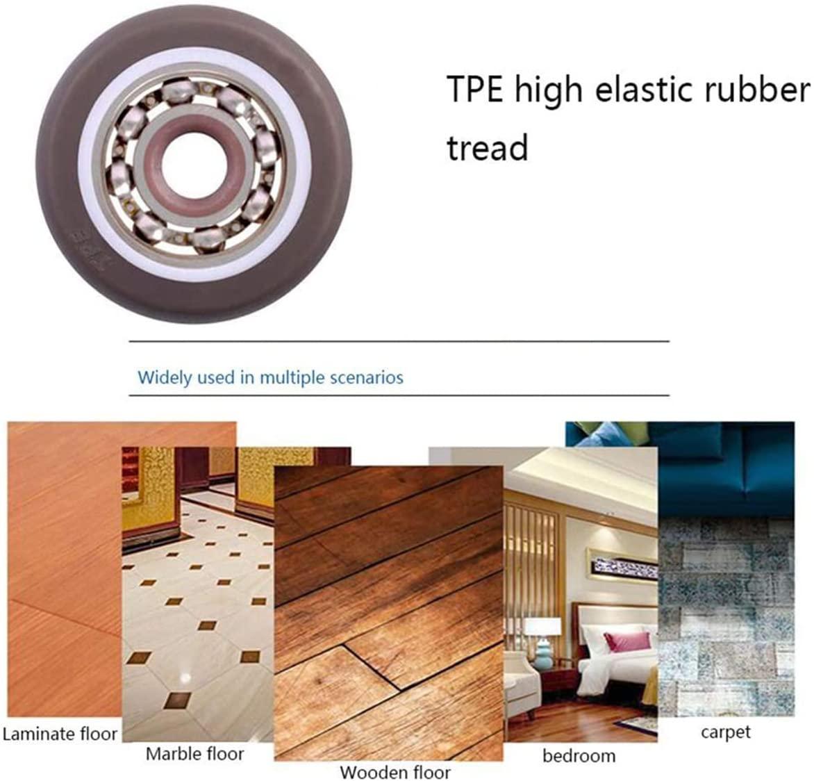 Mini Fixed Caster Wheels 1 inch Silent Ball Bearing Small Casters Wheels, Metal Top TPE Rubber Low Profile Caster Wheels for Furniture Rolling Cabinet Trundle Bed Drawer with Screws 4 Pack