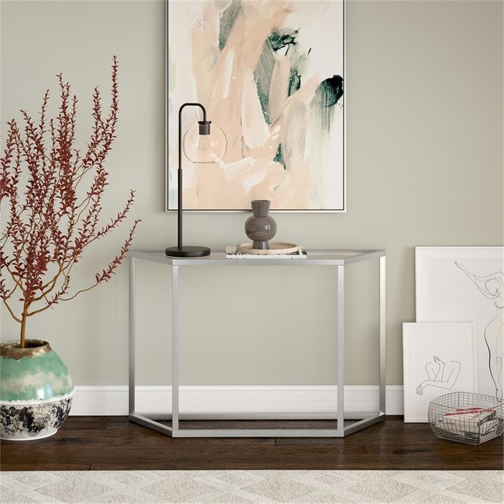 Evelyn&Zoe Levi 44" Wide Trapezoid Console Table, Silver