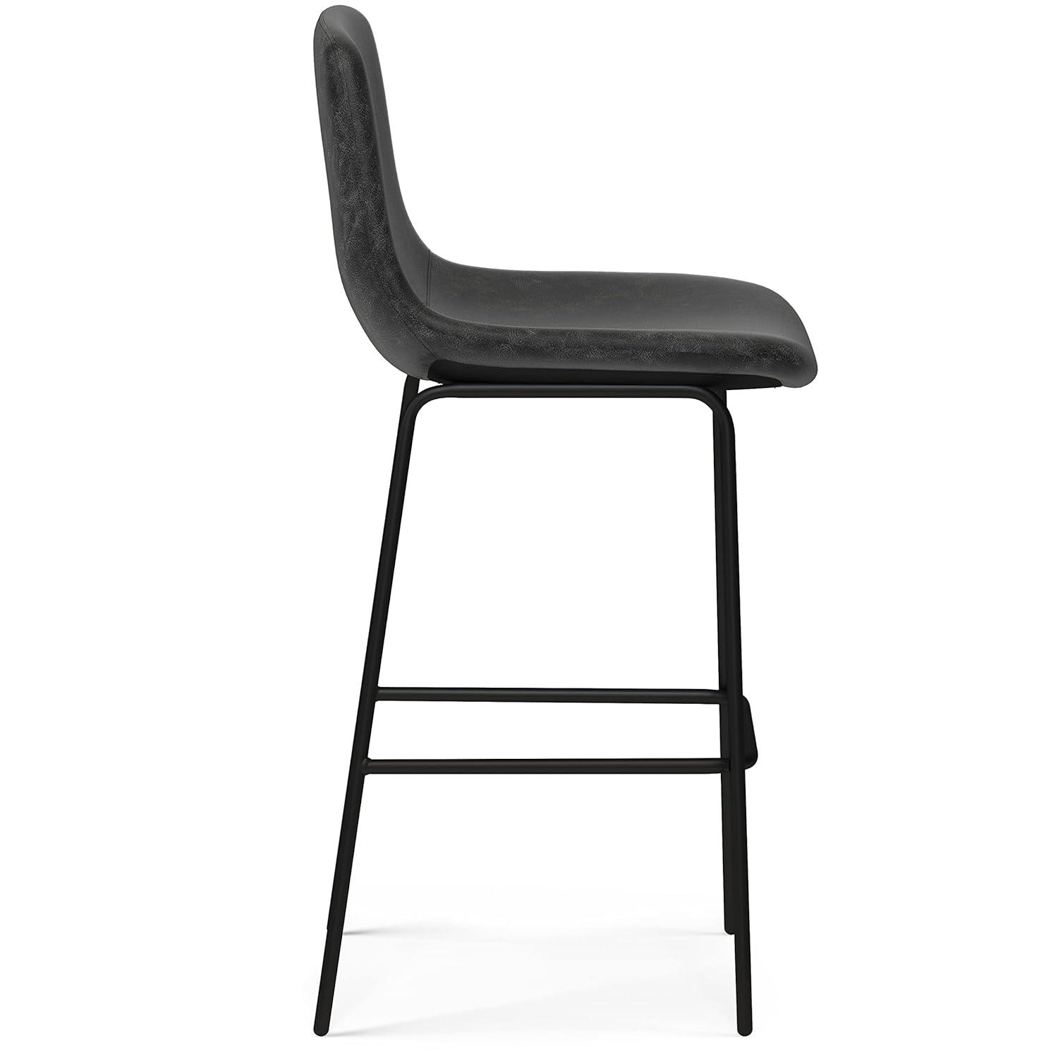 Simpli Home Jolie Upholstered Vegan Faux Leather Contemporary Counter Stool with Padded Bucket Seat and Footrest | Wayfair