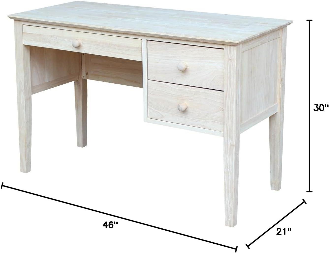 Computer Desk International Concepts: Unfinished Parawood, Brooklyn Style, Writing Desk with Drawer