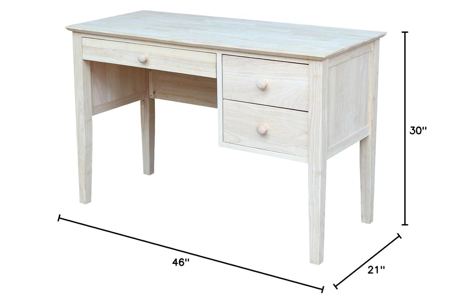 Computer Desk International Concepts: Unfinished Parawood, Brooklyn Style, Writing Desk with Drawer
