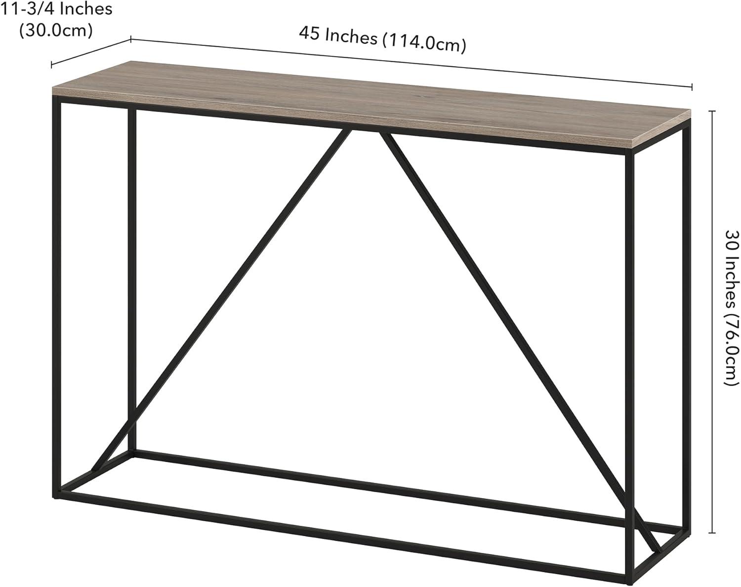 Evelyn&Zoe Nia 45" Wide Rectangular Console Table, Blackened Bronze/Antiqued Gray Oak