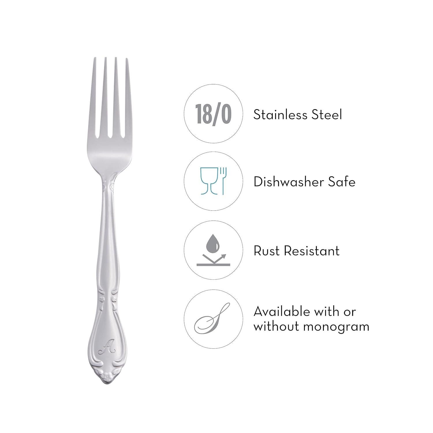RiverRidge Rose Letter U 46 -Pieces Polished Traditional Flatware