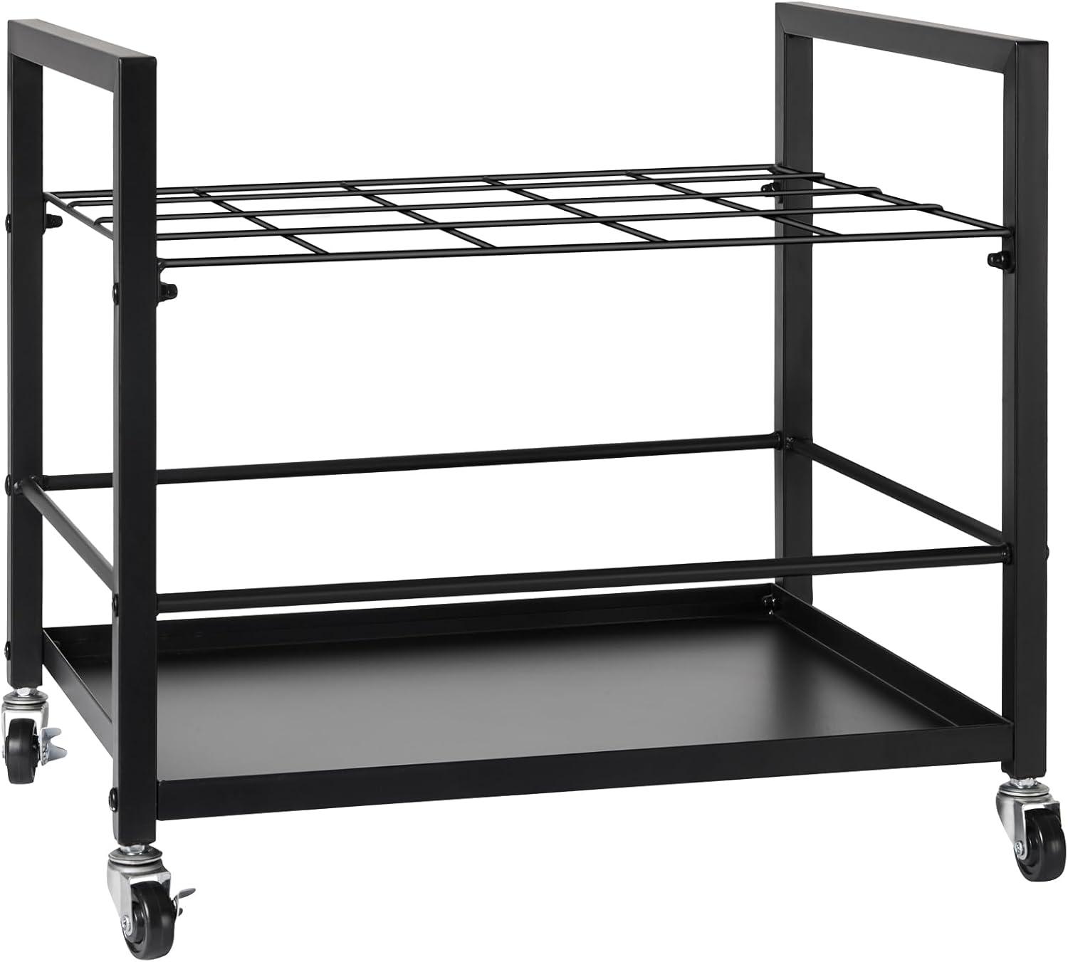 Black Metal 20-Slot Mobile Blueprint Storage Rack