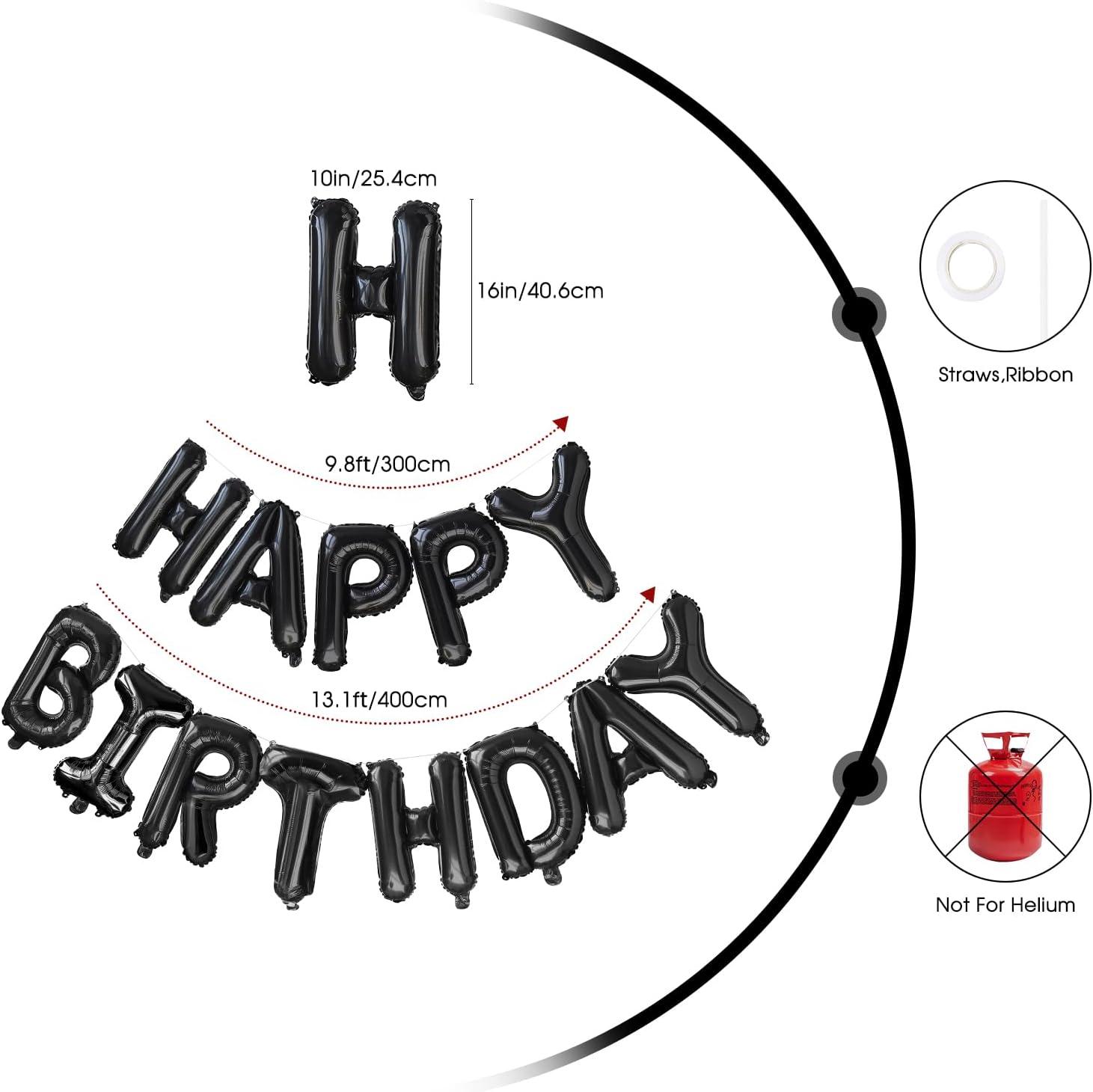 Happy Birthday Balloon Banner Party 16 Inch 3D Aluminum Foil Balloon kit Birthday Party Decor - gold