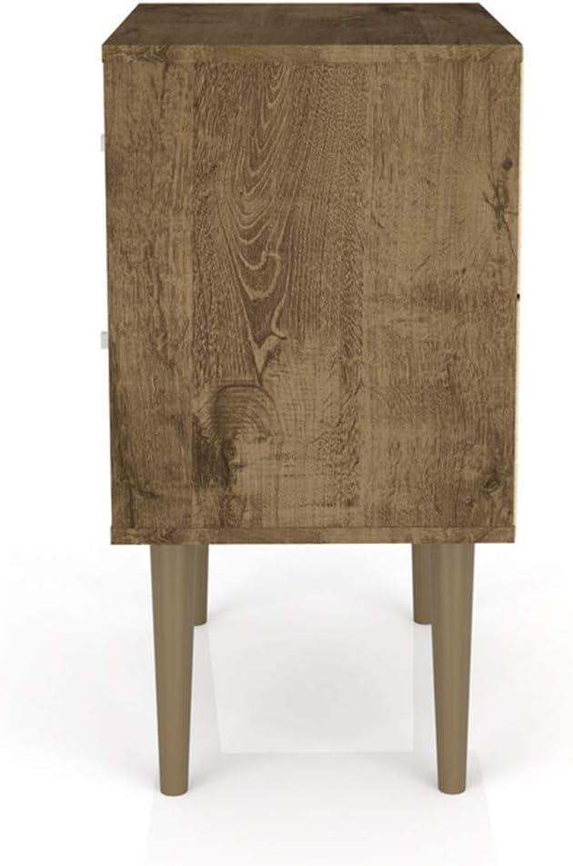 Rustic Brown & 3D Prints Mid-Century Modern 2-Drawer Nightstand
