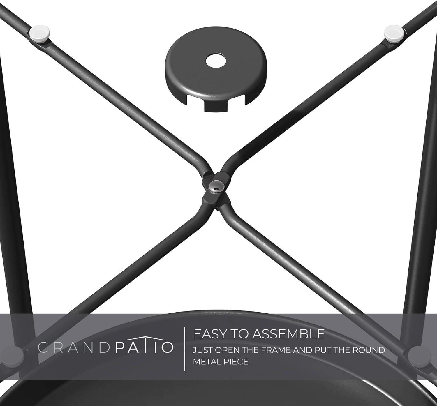 Grand patio Outdoor Side Table, 2-Tier Metal Round End Table, Black