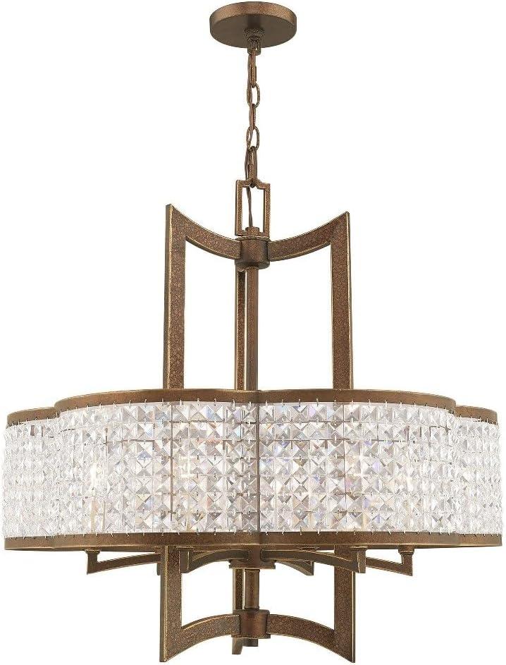 Palacial Bronze 6-Light Chandelier with Clear Crystal Shade