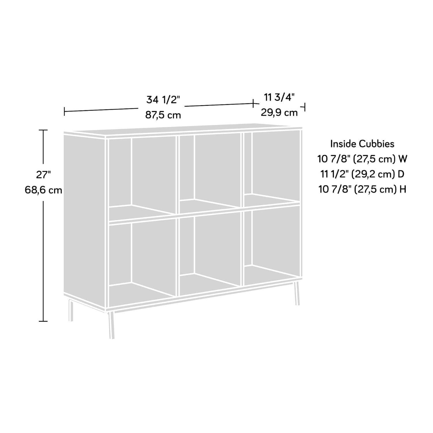 Sauder 27" 6 Cubbies North Avenue Organizer Charter Oak: Modern Metal Frame, 4-Shelf Bookcase, Brown Finish: Storage System Compatible