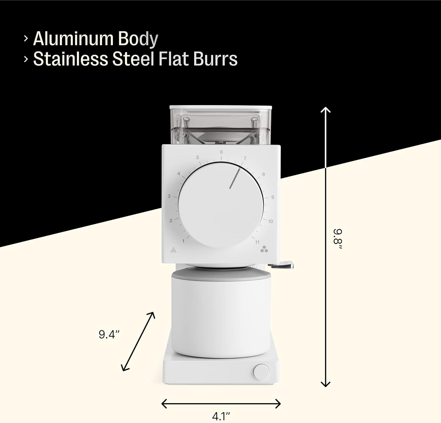 Matte White Stainless Steel Electric Burr Coffee Grinder