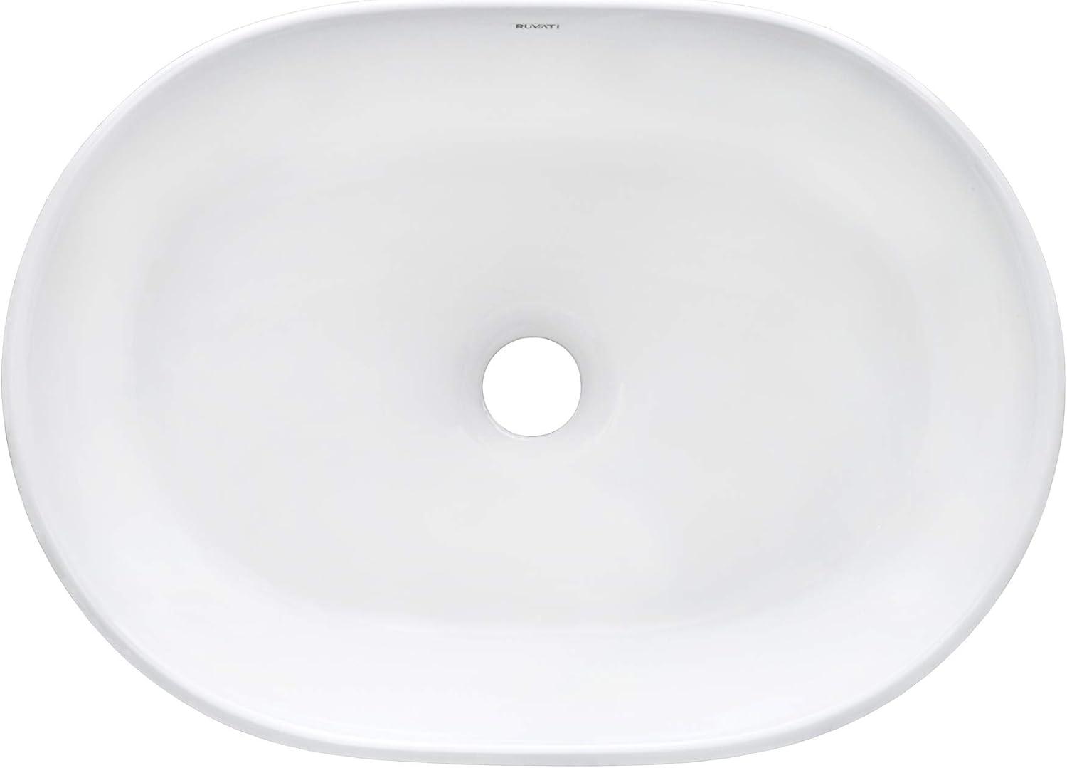 Ruvati inch Bathroom Vessel Sink White Oval Above Counter Vanity Porcelain Ceramic