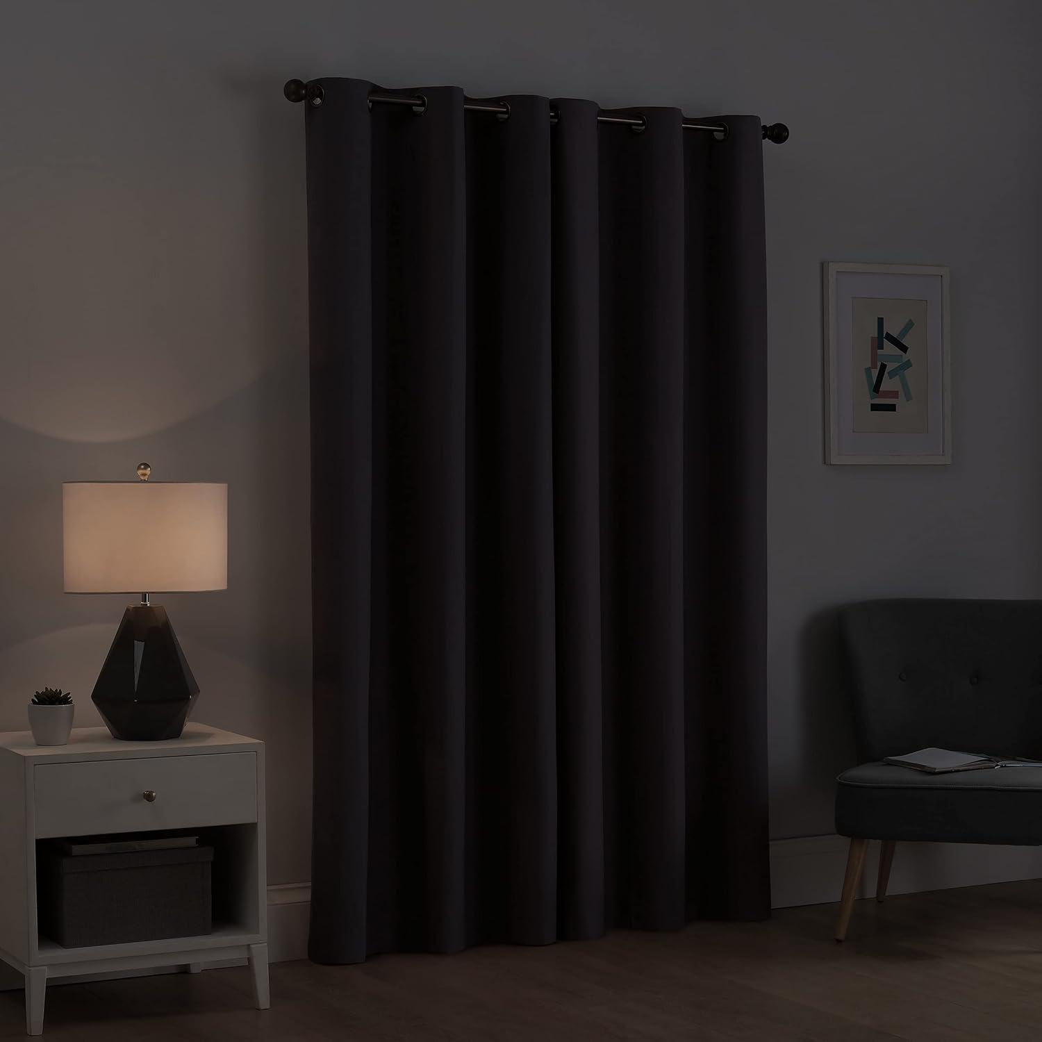 Microfiber Blackout Grommet Curtains, Solid Thermaback Window Curtains