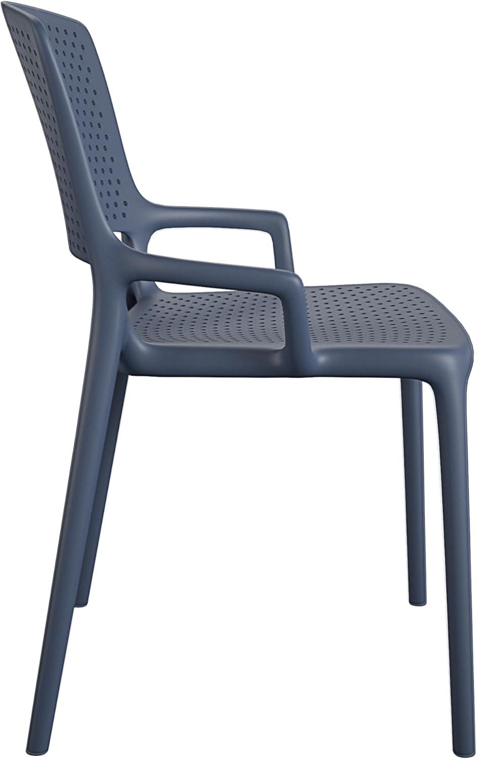 COSCO Outdoor/Indoor Stacking Resin Chair with Square Back and Arms