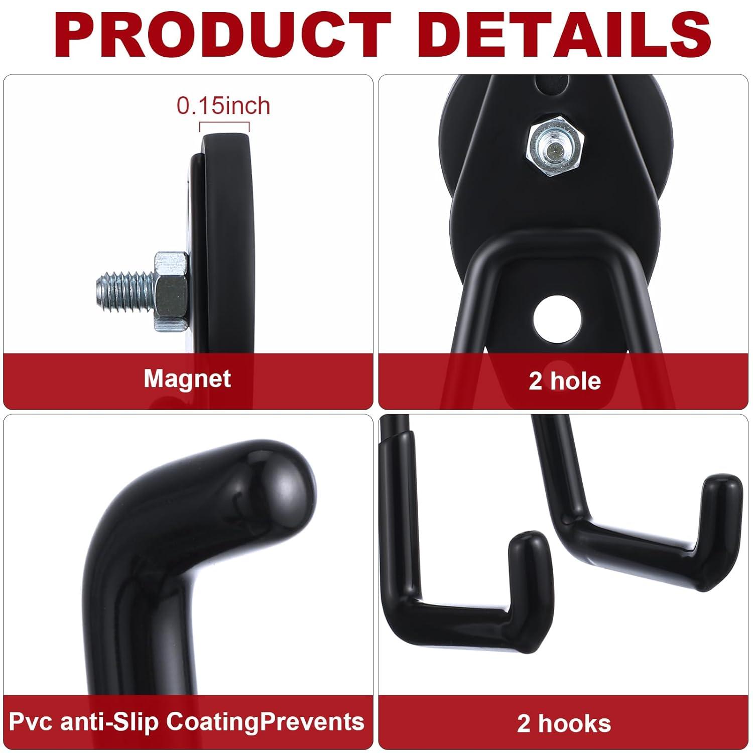 Garage Hooks Heavy Duty 12 Pack Steel Garage Storage Hooks Tool Hangers for Garage Wall Utility Wall Mount Garage Hooks and Hangers with Anti Slip Coating for Garden Tools Ladders Bulky Items