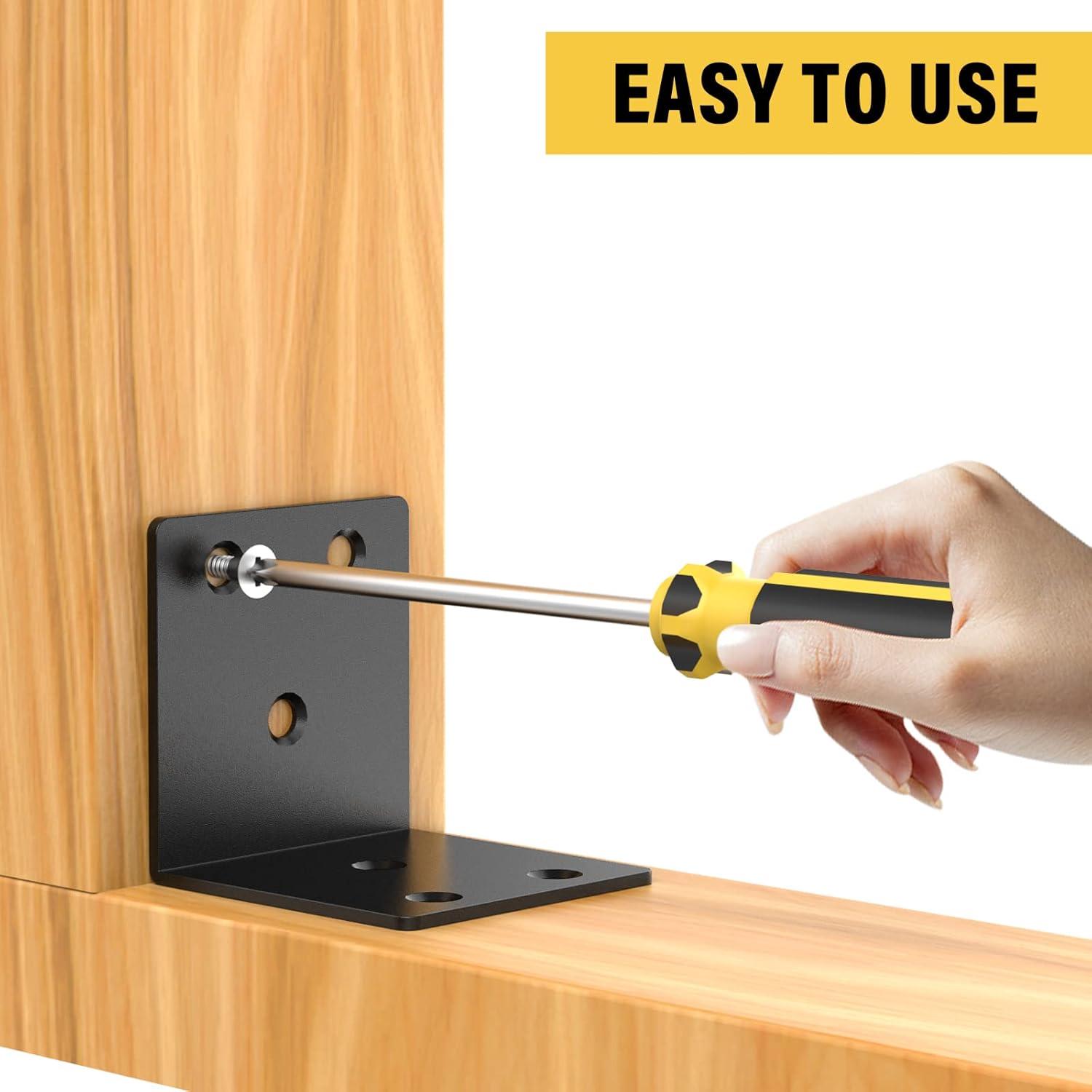 20 Pcs Metal Corner Braces, 1.5in L Brackets for Wood, 90 Degree l Bracket Wide Corner Black Metal Corner Bracket for Wood Furniture Bed Chair