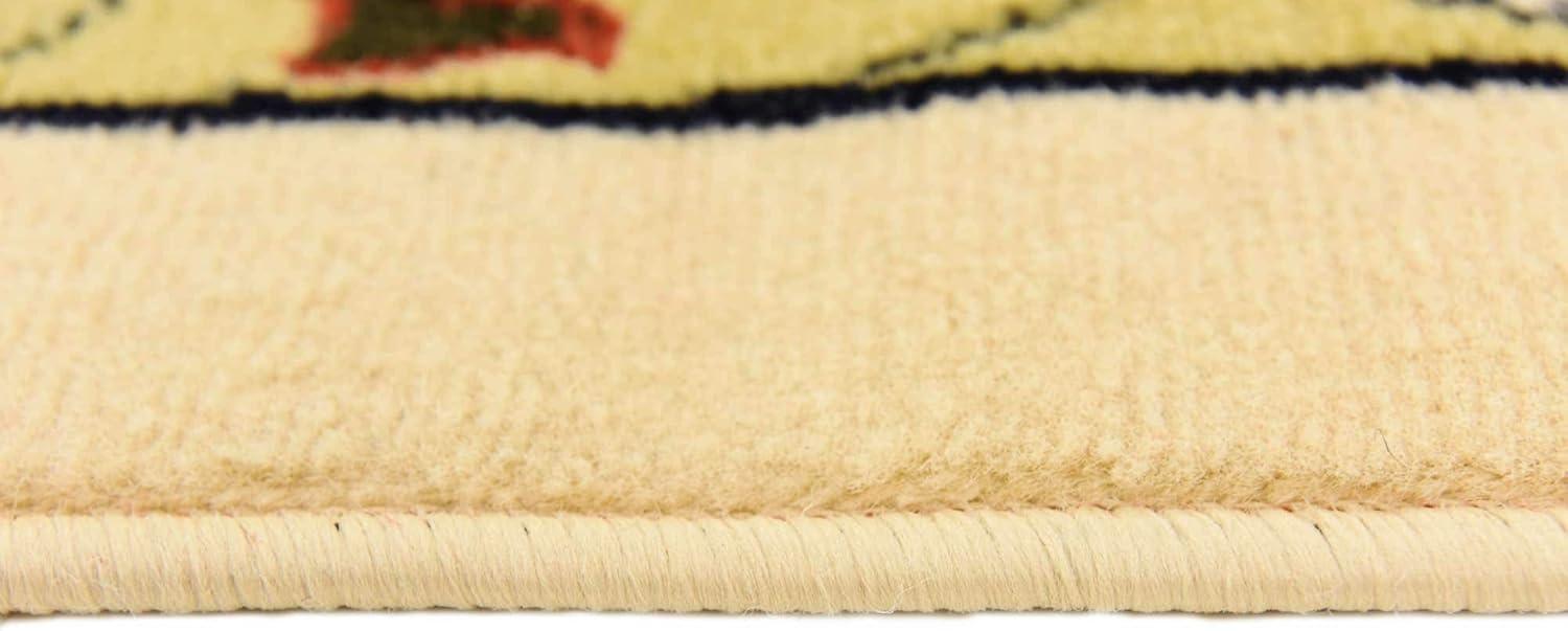 Espahan Cream and Multicolor Square Synthetic Rug