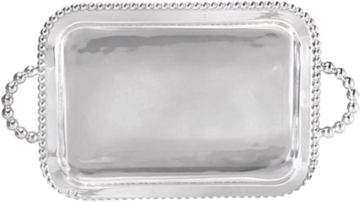 String of Pearls Polished Aluminum Rectangular Service Tray
