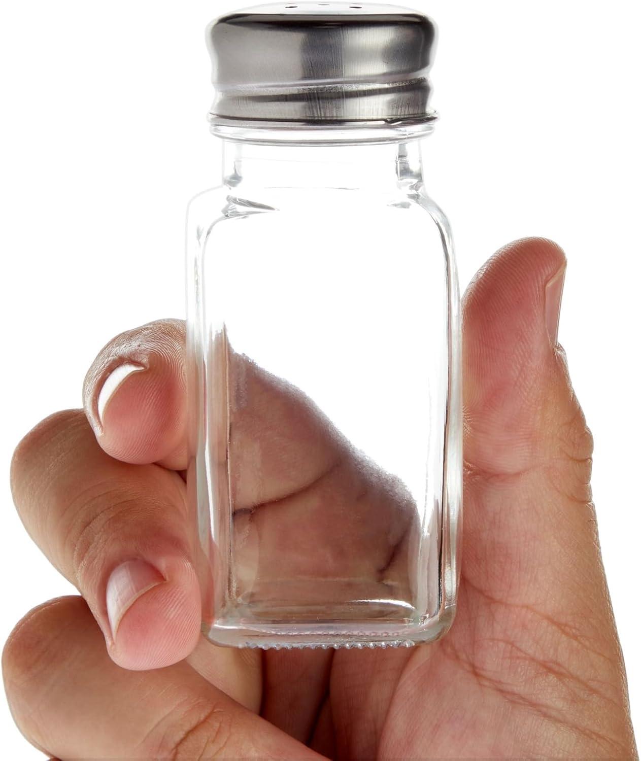Juvale 24-Pack Square Glass Salt and Pepper Shakers Dispenser, 2-Ounce, Clear