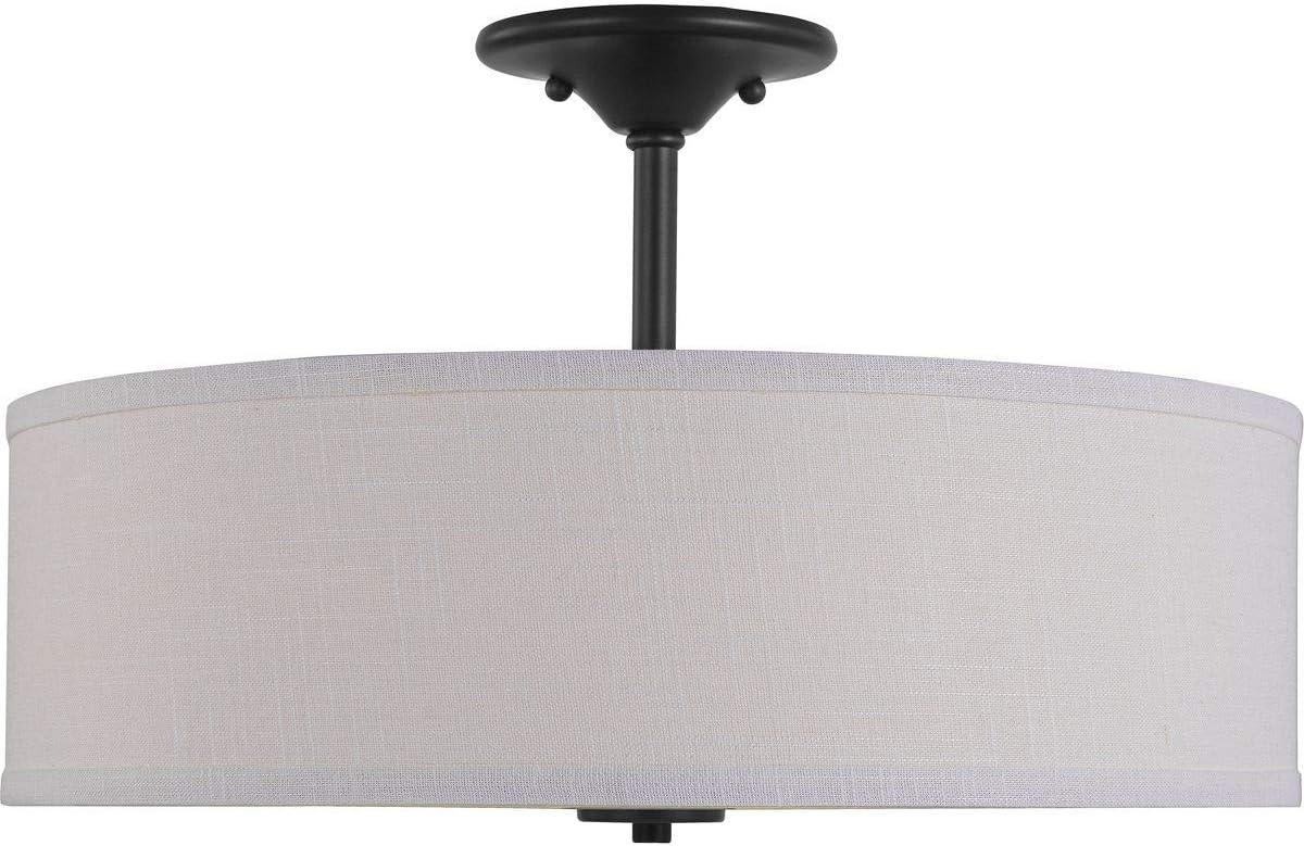 Progress Lighting, Inspire Collection, 3-Light Semi-Flush Mount, Graphite, Summer Linen Shade