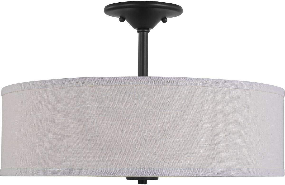 Progress Lighting, Inspire Collection, 3-Light Semi-Flush Mount, Graphite, Summer Linen Shade