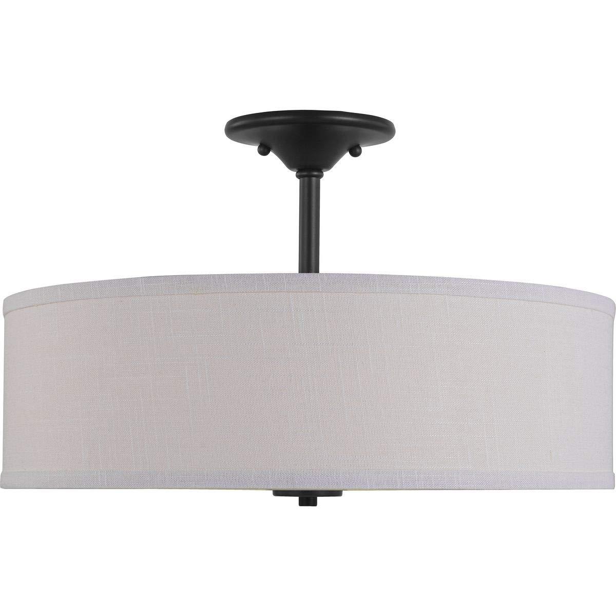Progress Lighting, Inspire Collection, 3-Light Semi-Flush Mount, Graphite, Summer Linen Shade