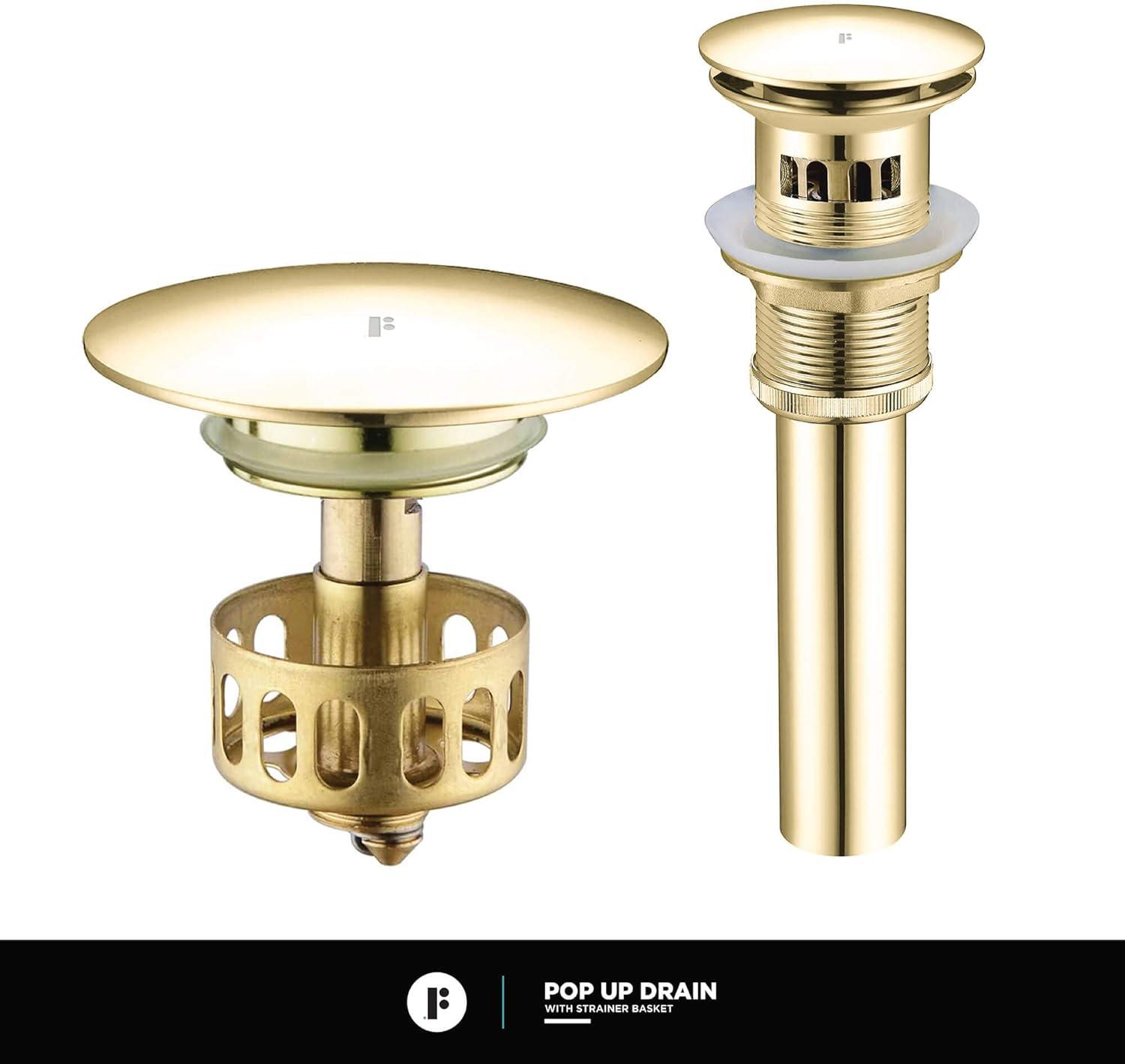 Fine Fixtures Single Hole Bathroom Faucet with Pop-up Drain and Strainer Basket FAM3PC