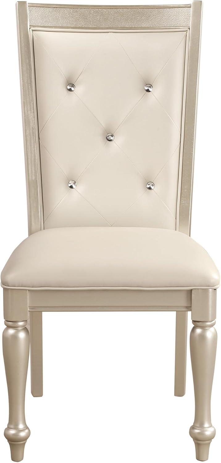 Elegant Pearl White Faux Leather Upholstered Side Chair