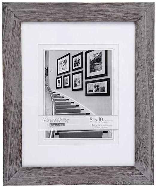 Malden International Designs Manhattan Distressed Mat Picture Frame, 8x10/11x14, Gray