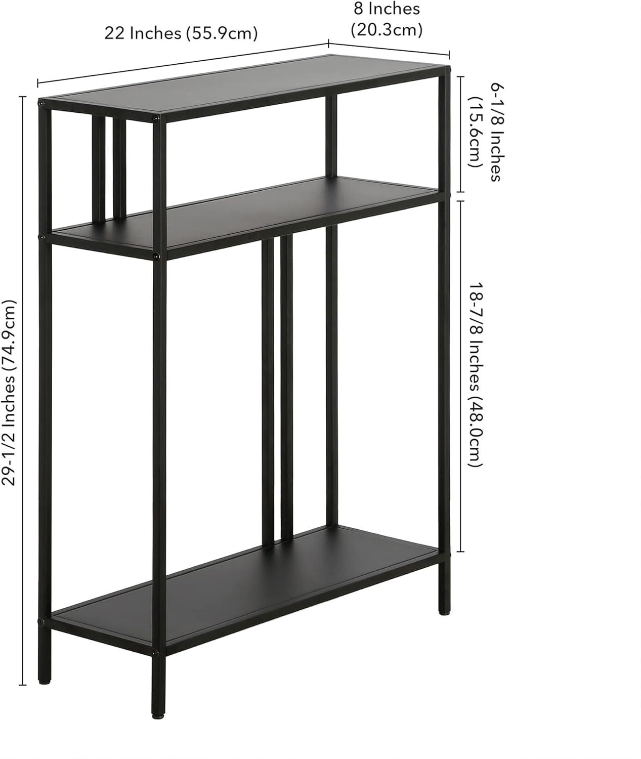 Evelyn&Zoe Cortland 22" Wide Rectangular Console Table with Metal Shelves, Blackened Bronze