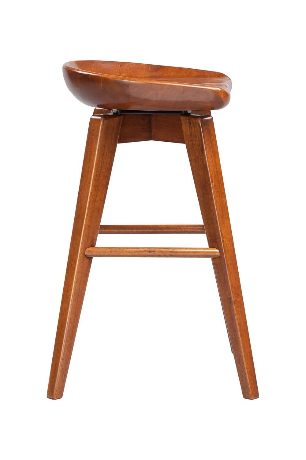 Boraam Bali 24" Backless Swivel Wood Counter Stool, Walnut Finish