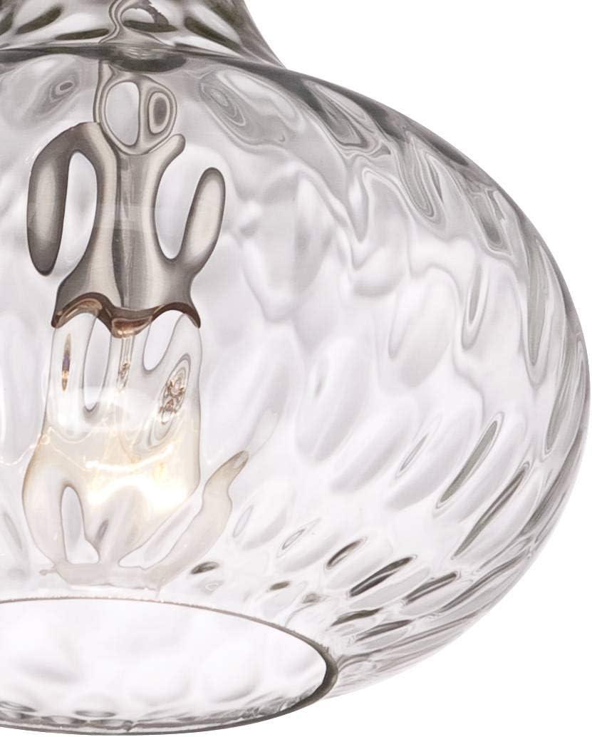 360 Lighting Cora Brushed Nickel Mini Pendant Light 11" Wide Modern Clear Textured Glass Shade for Dining Room House Foyer Kitchen Island Entryway