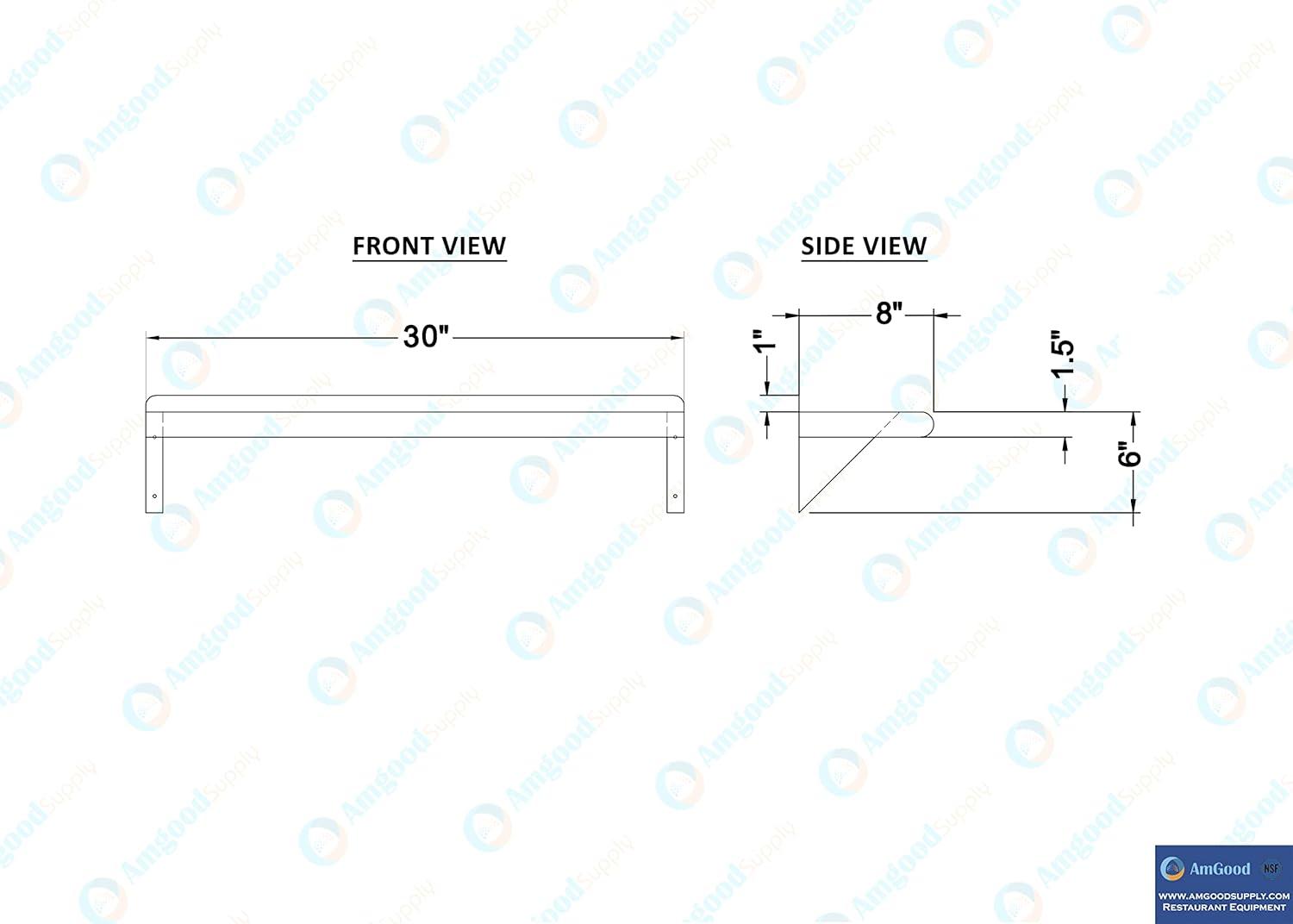 30" Stainless Steel Wall Shelf with Brackets