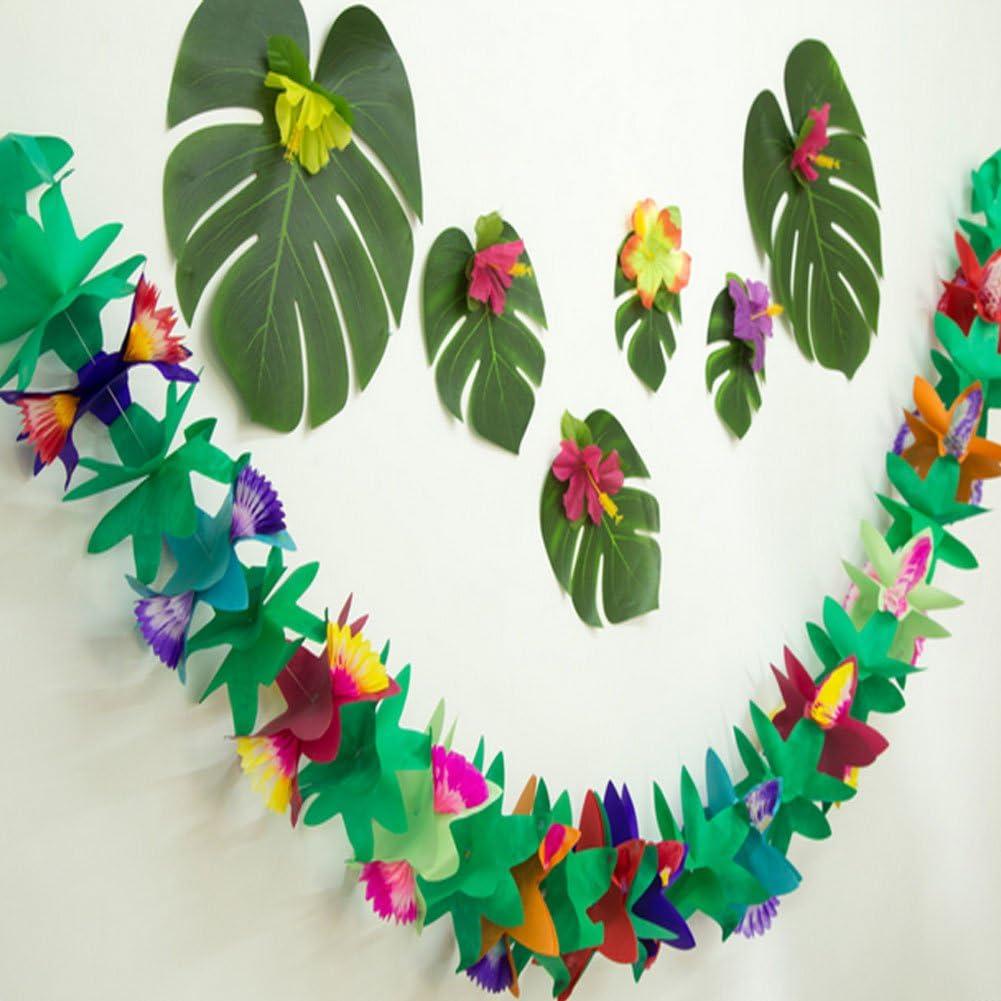 Tropical Multicolored Paper Flower Garland Banner, 12 Feet