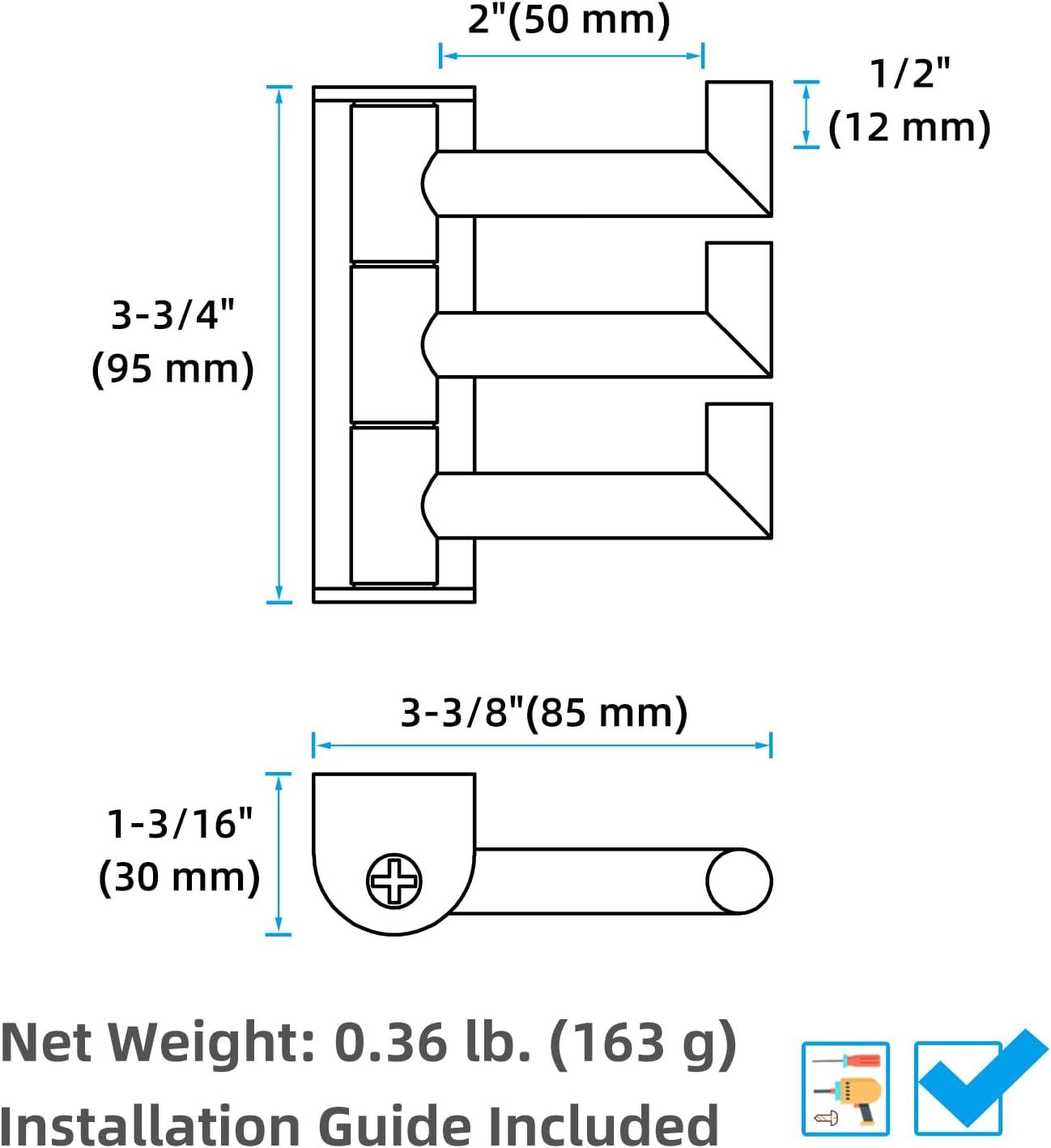 Brushed Nickel 3-Arm Swivel Stainless Steel Wall Hook