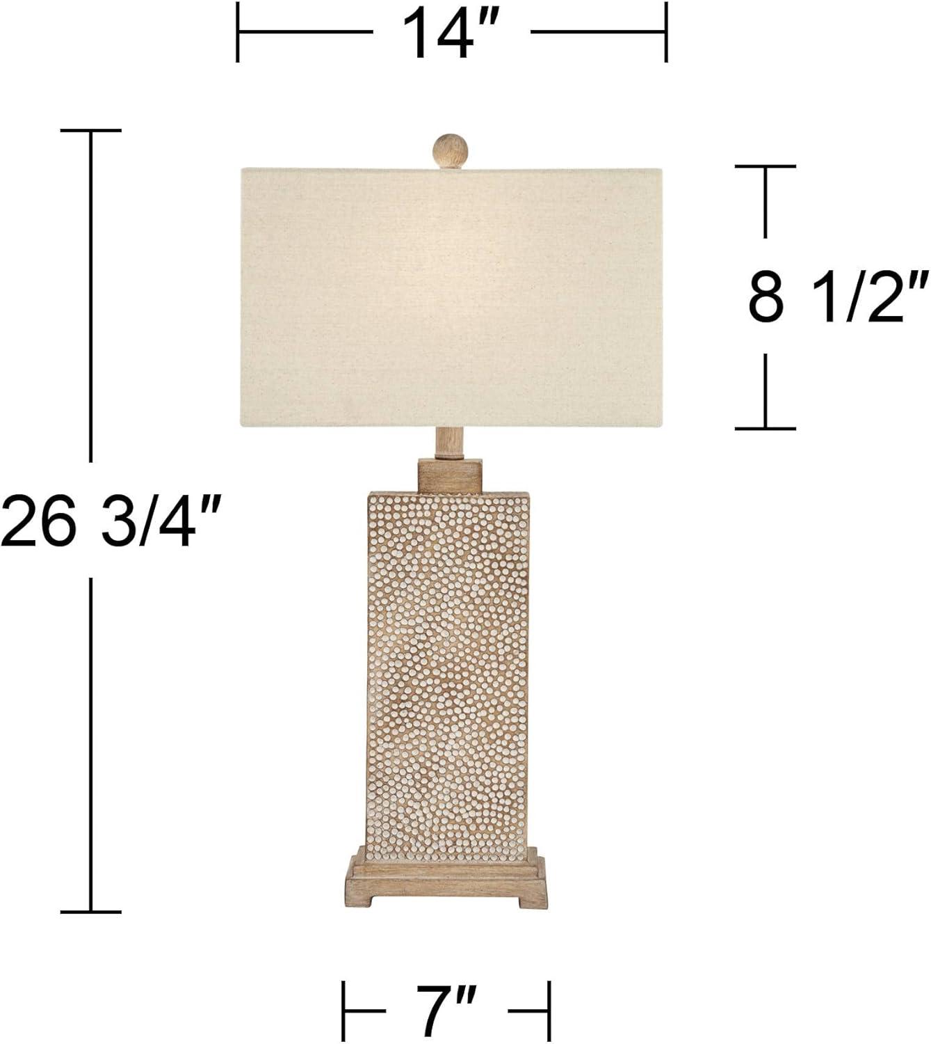 360 Lighting Caldwell Rustic Farmhouse Table Lamps 26 3/4" High Set of 2 Earth Tone Hammered Oatmeal Fabric Rectangular Shade for Bedroom Living Room