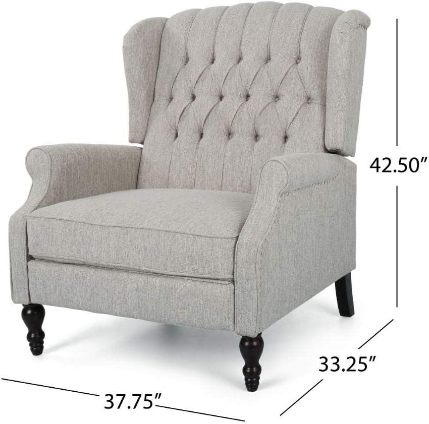 Apaloosa Oversized Wingback Press-Back Recliner Light Gray - Christopher Knight Home: Tufted, Nailhead Trim, Wood Legs